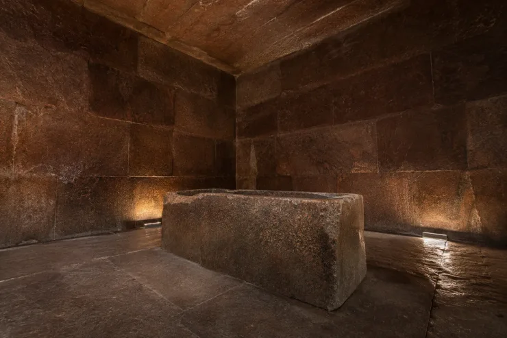 The granite sarcophagus in the King's Chamber of the Great Pyramid of Khufu
