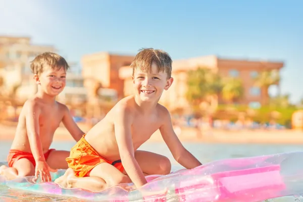 Hurghada water activities showing parasailing and jet skis