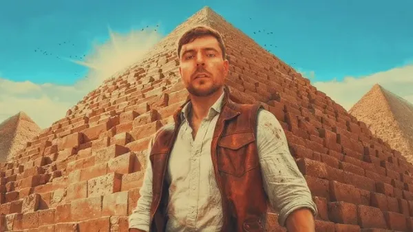 MrBeast exploring the interior of Egyptian pyramids