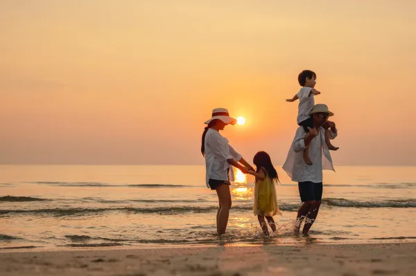 Family activities in Hurghada with kids enjoying water sports and beach fun