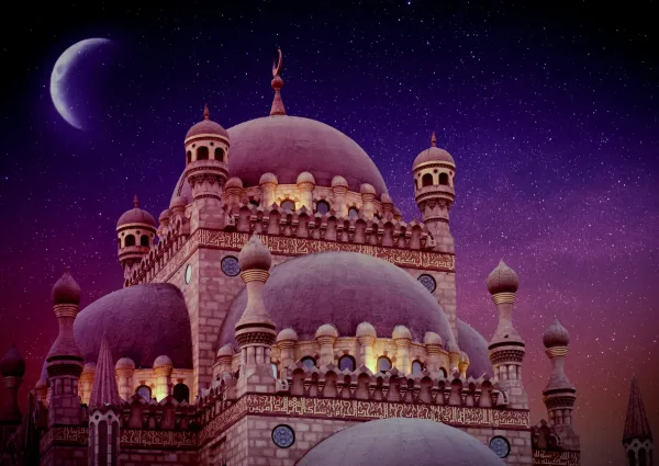 Al Sahaba Mosque in Sharm El Sheikh at dusk
