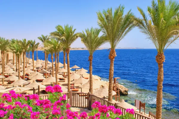 Sharm El Sheikh beach with clear blue sky