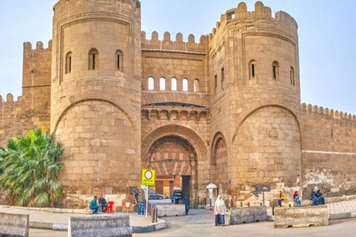 Bab al-Futuh gate with its massive stone towers and defensive architecture
