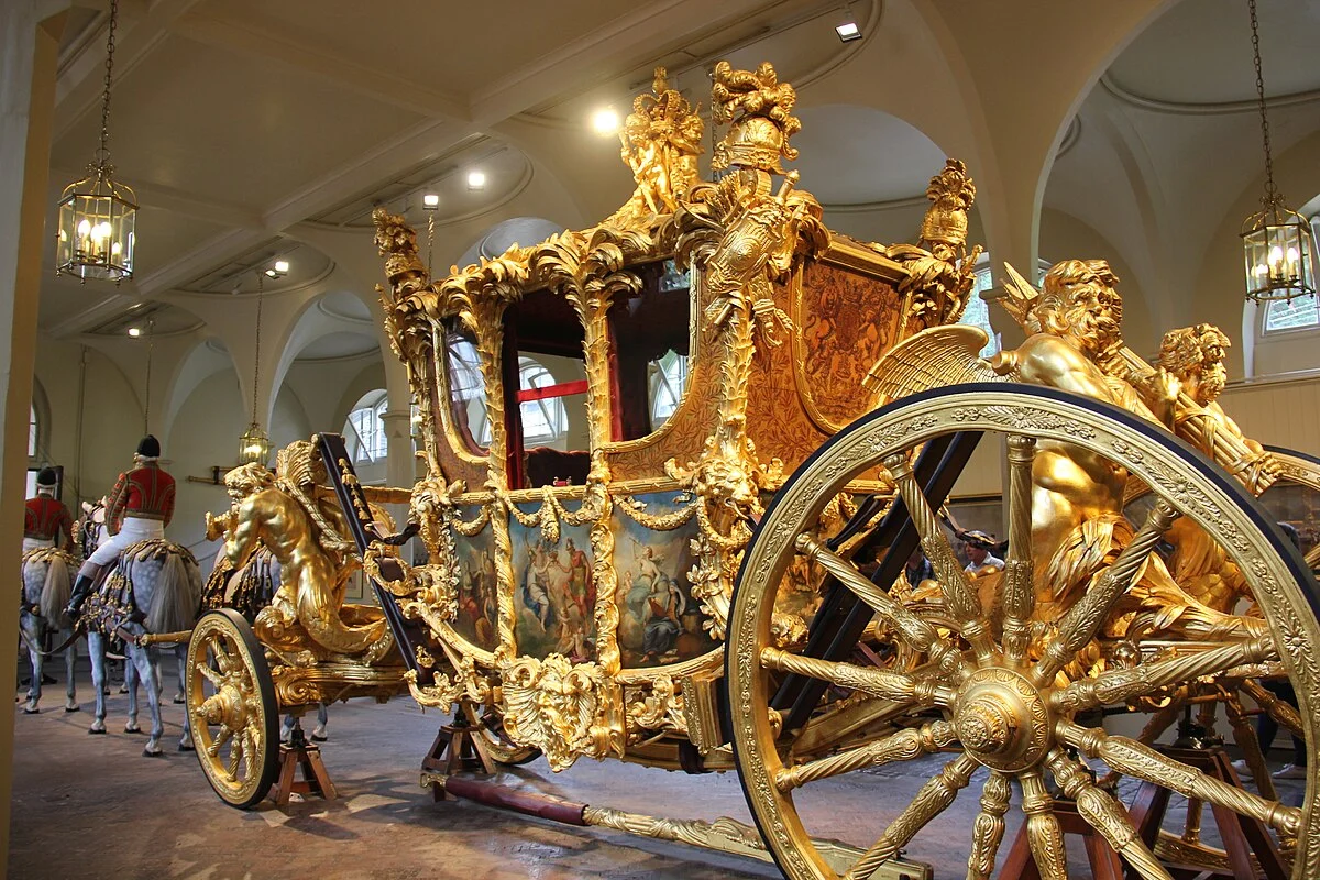 Ornate carriages at the Royal Carriages Museum of the Cairo Citadel