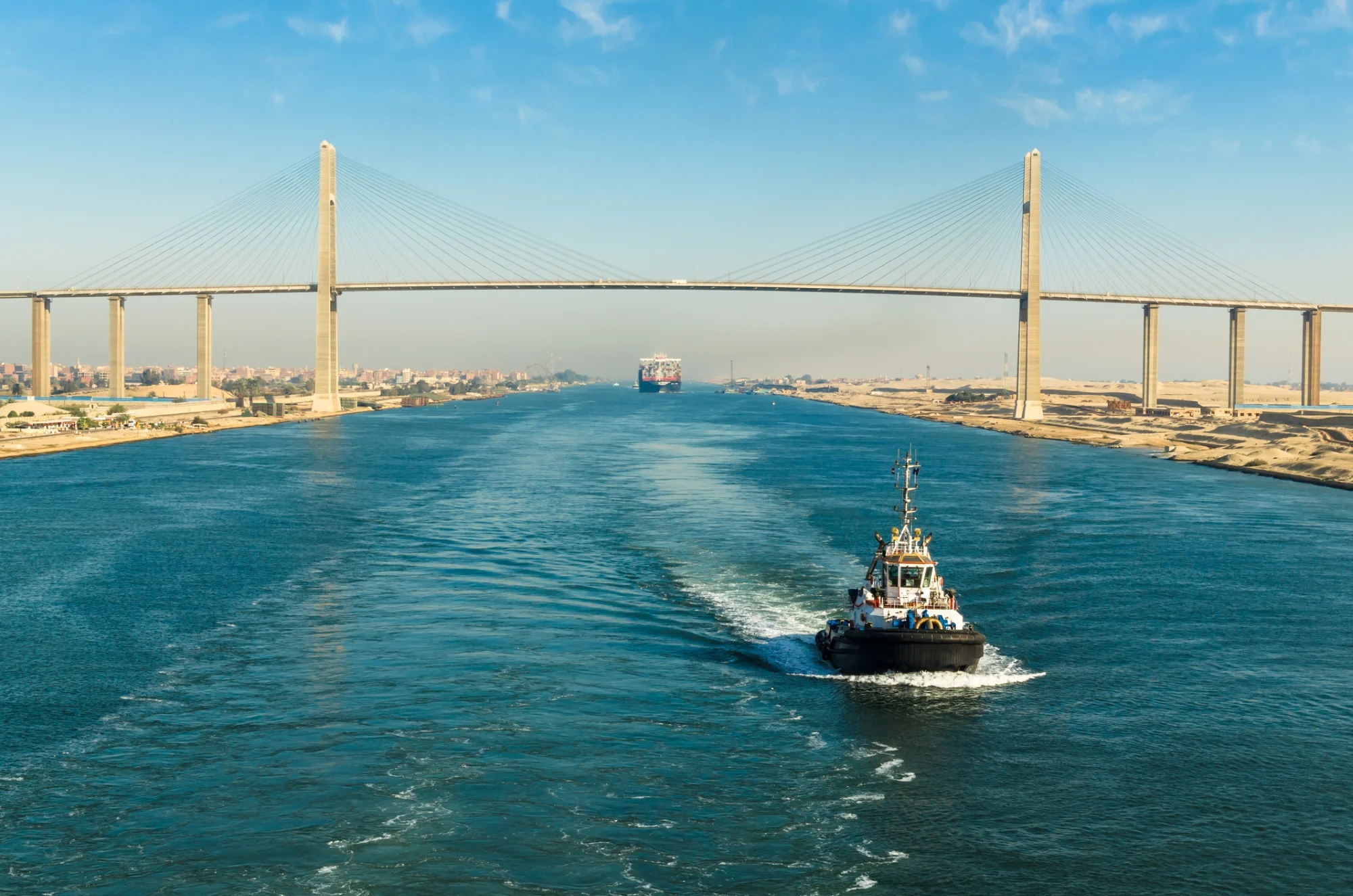 Suez Canal Bridge over the canal near Qantara