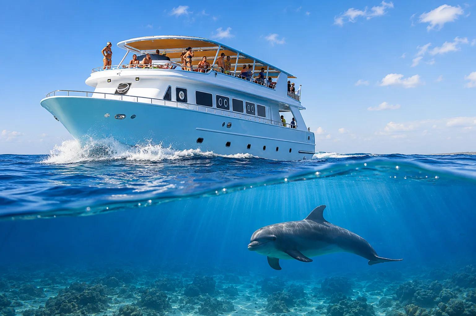 Hurghada: Overnight Red Sea Dolphin Safari on a Private Yacht