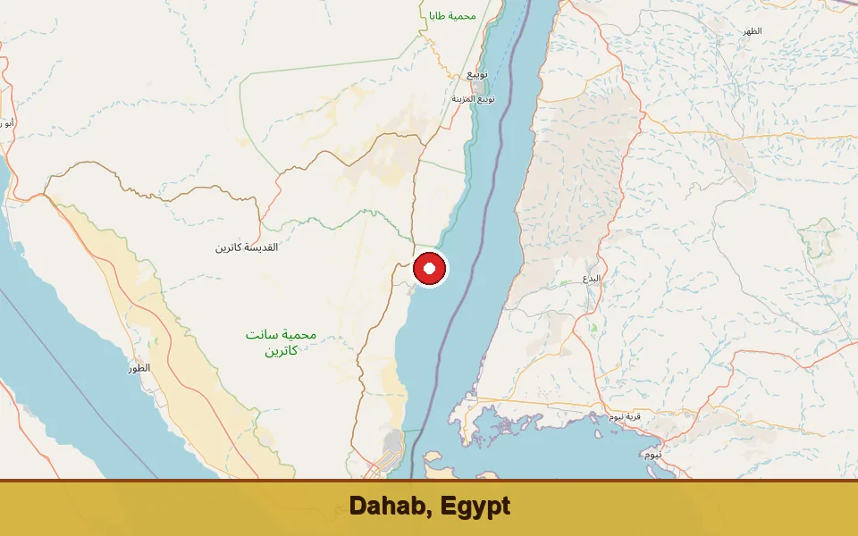 Mapa: dónde está Dahab en Egipto (región del Sinaí)