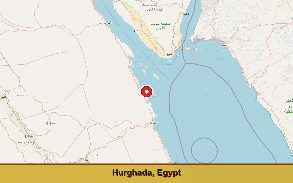 Mapa: dónde está Hurgada en Egipto (región del Mar Rojo)