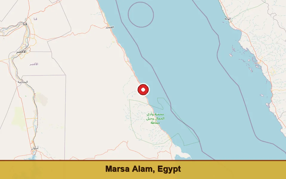 Mapa: dónde está Marsa Alam en Egipto (región del Mar Rojo)